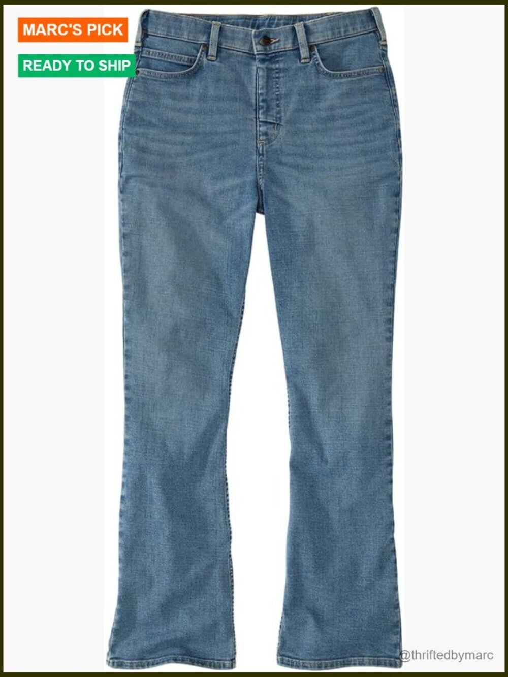 High Rise Bootcut Work Jeans, Stretch Denim, Performance Fit, Heavyweight